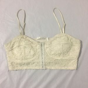 White Lace Knit Bustier Crop Top Bralette